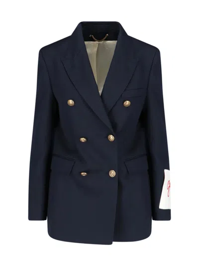 Golden Goose Double-breasted Embossed Buttons Blazer In Blue