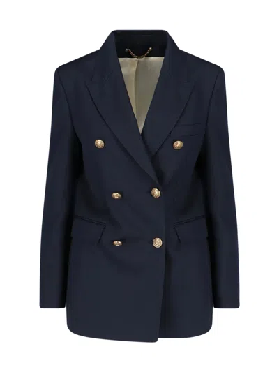 Golden Goose Double-breasted Embossed Buttons Blazer In Blue