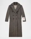 Golden Goose Double-breasted Handpainted Chevron Wool Trench Coat In Gray
