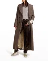 Golden Goose Double-breasted Handpainted Chevron Wool Trench Coat In Chevron Beige Anthracite Yellow
