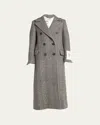 Golden Goose Double-breasted Handpainted Chevron Wool Trench Coat In Gray