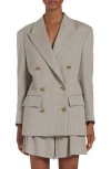 Golden Goose Journey Herringbone Boyfriend Jacket In Dark Olive/ Vintage White