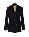 Golden Goose Black Double-breasted Jacket In Wool Women In Black