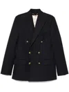Golden Goose Double Breasted Gabardine Blazer In Black