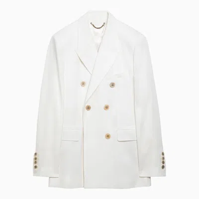 Golden Goose White Double-breasted Jacket In Wool Blend