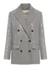 Golden Goose Journey Sequined Houndstooth Boyfriend Jacket In Grey