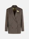 Golden Goose Double-breasted Pinstripe Dark Brown Wool Blazer In Brown