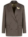 Golden Goose Tailored Blazer With Tunnel Design And Pinstripe Pattern In Brown