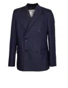 Golden Goose Double-breasted Pinstriped Wool Jacket In Black