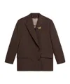 Golden Goose Pinstripe Double-breasted Blazer With Butterfly Embellishment In Brown