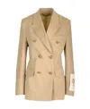 Golden Goose Womens Double-breasted Blazer In Sand With Gold Heraldic Buttons In Nude