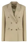 Golden Goose Double-breasted Blazer With Jacquard Pattern In Brown