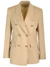 Golden Goose Womens Double-breasted Blazer In Sand With Gold Heraldic Buttons In Beige