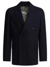Golden Goose Double-breasted Blazer In Pinstriped Jackets Blue In Blue