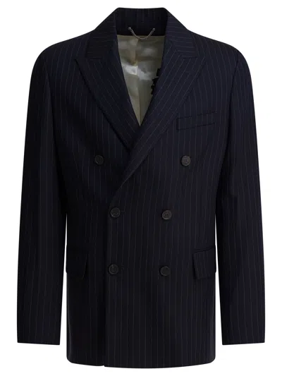 Golden Goose Men Double-breasted Wool Blazer In Blue