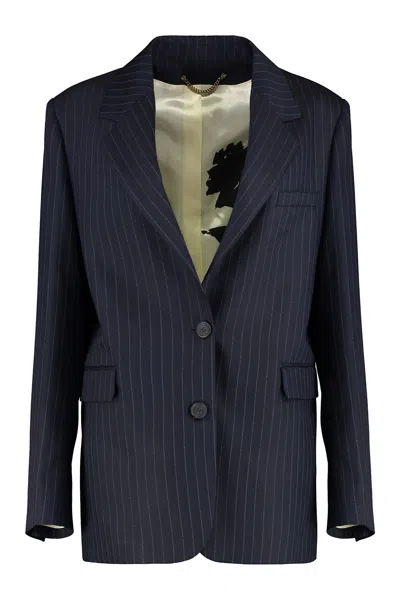 Golden Goose Double-breasted Wool Blazer In Blue