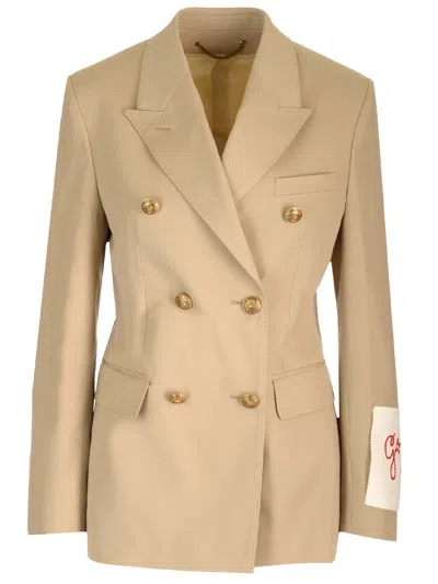Golden Goose Double-breasted Wool Blazer In Sand