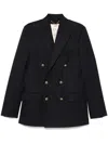 Golden Goose Double Breasted Gabardine Blazer In Blue