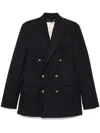 Golden Goose Double-breasted Wool Blend Blazer Clothing In Blue