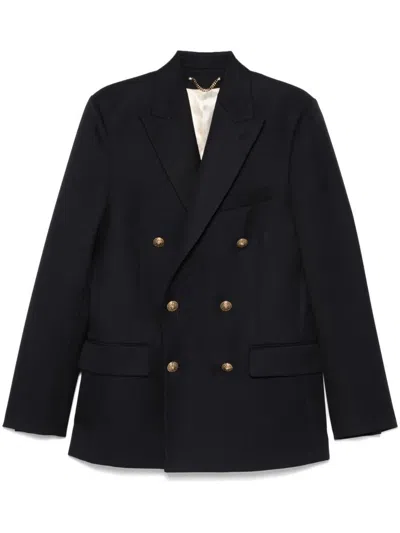 Golden Goose Double-breasted Wool Blend Blazer Clothing In Blue