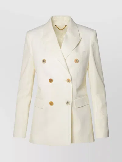 Golden Goose Double-breasted Wool Blend Blazer With Peak Lapels In White
