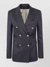 Golden Goose Double Breasted Wool Gabardine Blazer In Blue