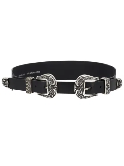 Golden Goose Double Buckle Belt In Metallic