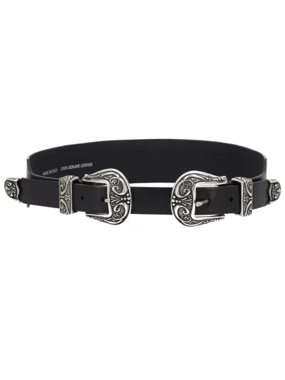 Golden Goose Double Buckle Belt In Black