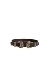 Golden Goose Black Belt In Washed Leather With Silver-colored Double Buckle In Black