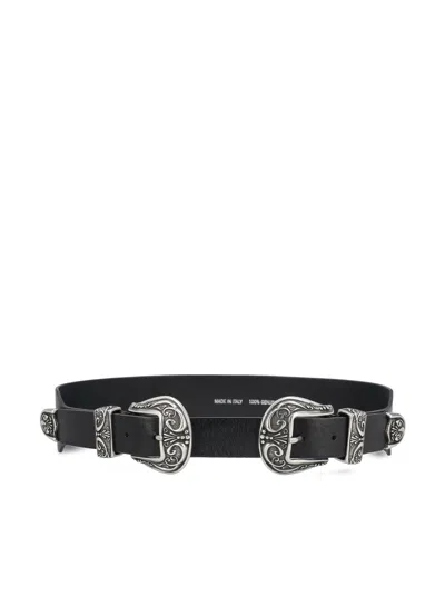 Golden Goose Double Buckled Belt In Black