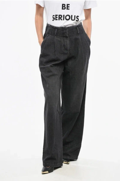 Golden Goose Double Pleat Wide Leg Jeans 29cm Grösse 42 In Black