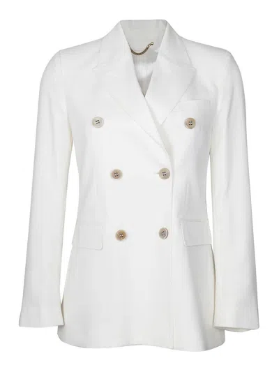 Golden Goose Double-breasted Blazer In Wool Blend In White