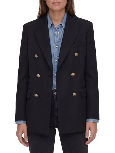 Golden Goose Double-breasted Blazer In Wool Gabardine In Blue