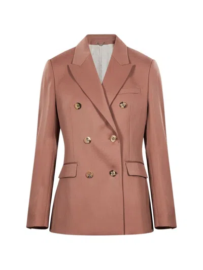 Golden Goose Double-breasted Journey Blazer In Pink In Brown