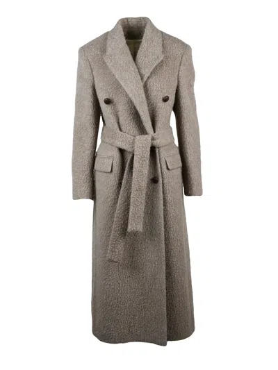Golden Goose Double-breasted Wrap Coat In Textured Wool Mohair Blend In Black