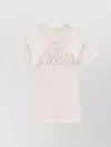 Golden Goose Viscose Blend T-shirt With Ribbed Crew Neck And Front Print In Neutral