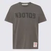 Golden Goose Green Crewneck T-shirt With Logo On The Front And Logo Patch On The Front