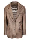 Golden Goose Elasticated Jacket With Cow Leather Accents In Pink