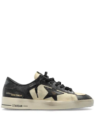 Golden Goose Elegant Leather Sneakers With Rub In Black