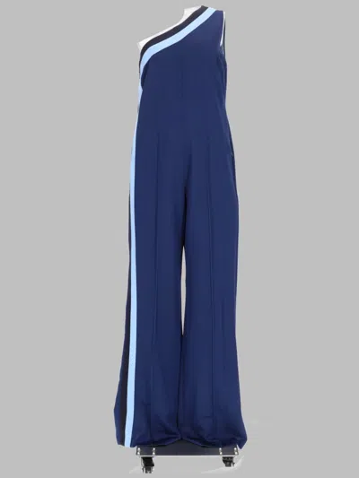 Golden Goose One-shoulder Wide-leg Jumpsuit With Contrasting Stripes In Blue