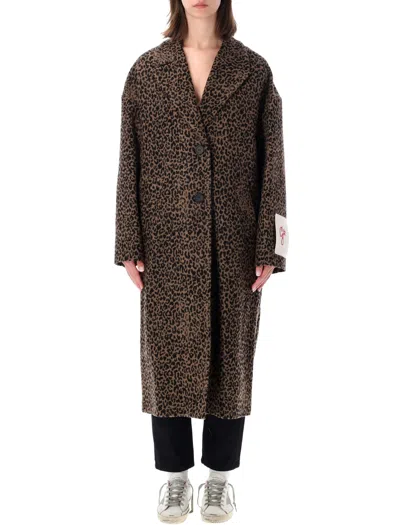 Golden Goose Elegant Women's Wool Blend Coat In Marrone