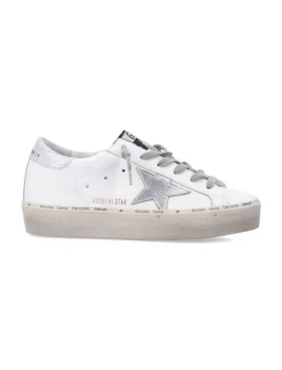 Golden Goose Elevated Hi Star Sneakers With Metallic Accents In White