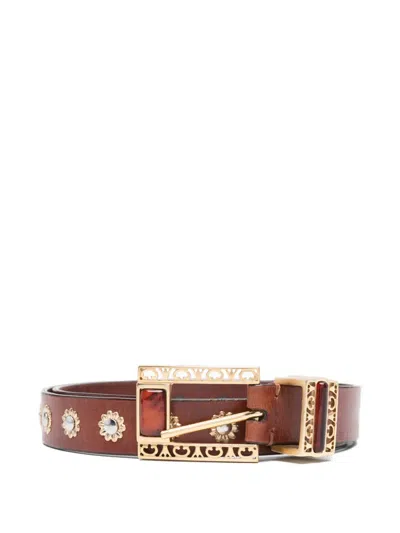Golden Goose Embellished Buckle Belt In Brown