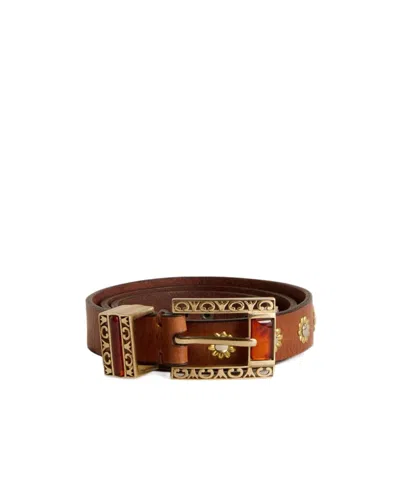 Golden Goose Belt With Amber Inserts In Brown