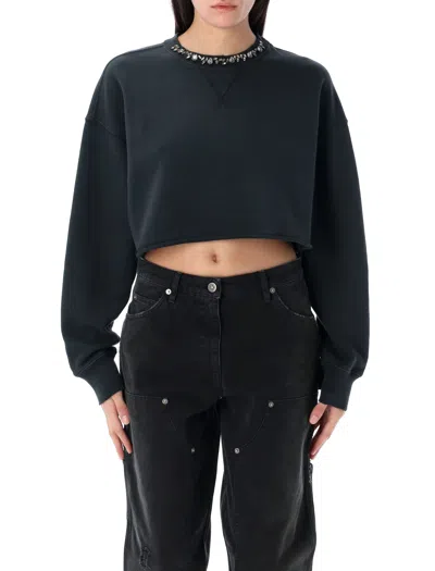 Golden Goose Embellished Cropped Sweatshirt In Black