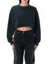 Golden Goose Golden Cropped Crewneck Sweatshirt In Black