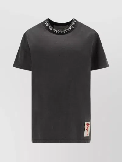 Golden Goose Embellished Monogram Crew Neck T-shirt In Grey