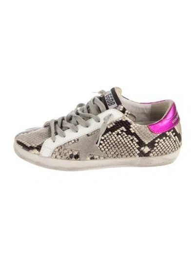 Pre-owned Golden Goose Embossed Leather Animal Print Sneakers In Neutral