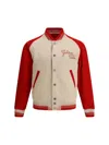 Golden Goose Nic Cotton Jacket With Maxi Golden Club Embroidery In Red