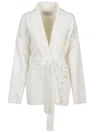 Golden Goose Shawl Collar Cardigan With Floral Embroidery And Self-tie Belt In Multi